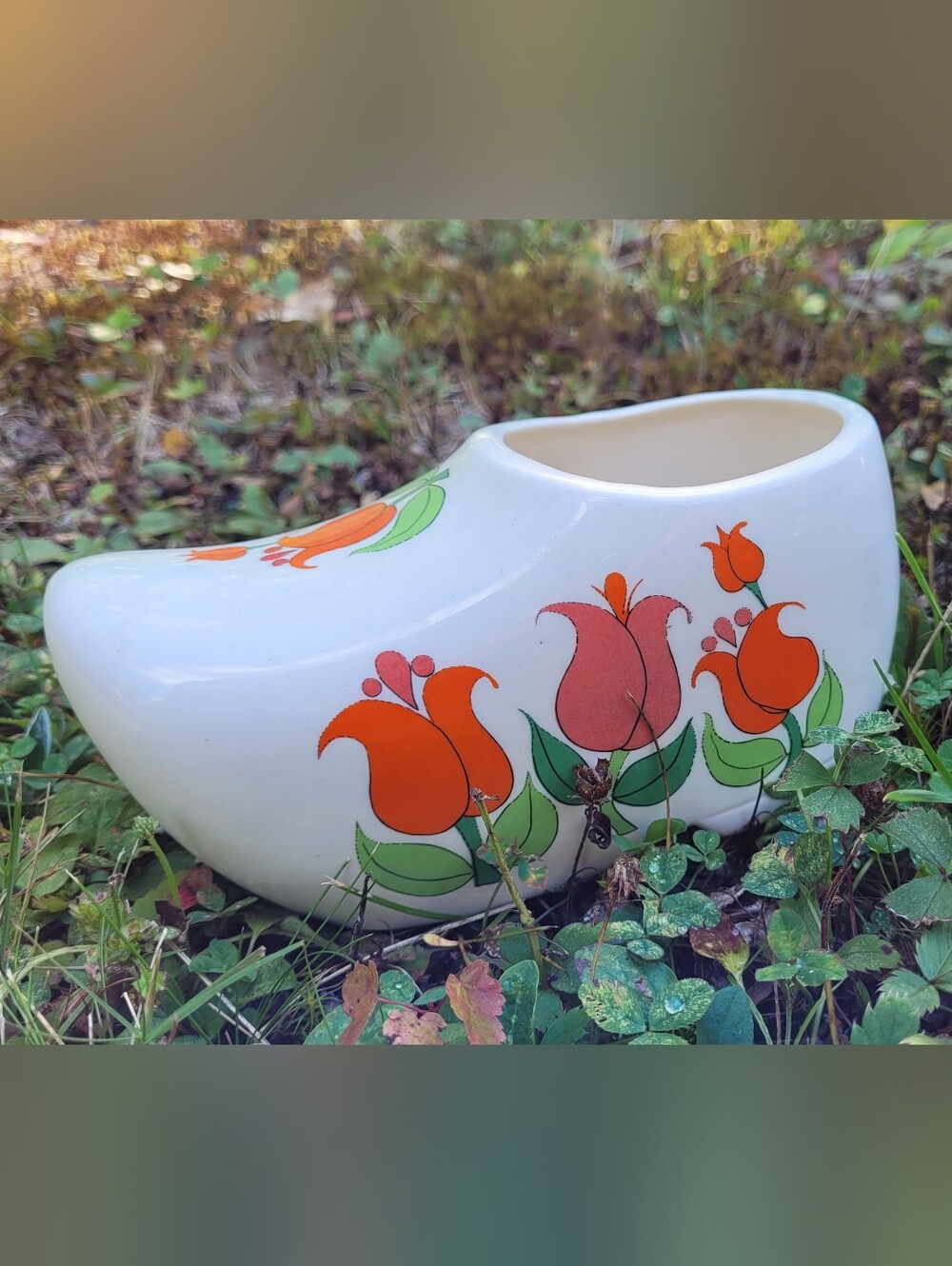 Dutch Clog Tulips Wall Pocket Planter // Nanco Japan Ceramic Pottery Pot Vintage